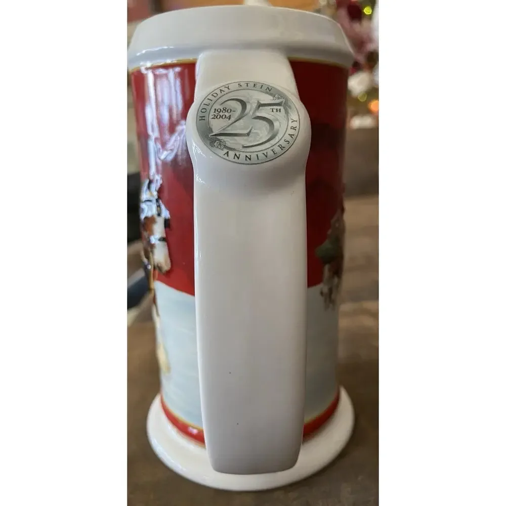 NIB 7” Budweiser Clydsdale 2004 25th Anniversary Handcrafted Holiday Stein